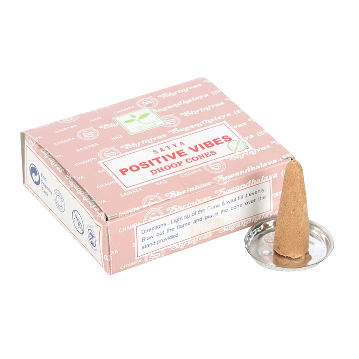 12 Packs of Positive Vibes Dhoop Incense Cones by Satya