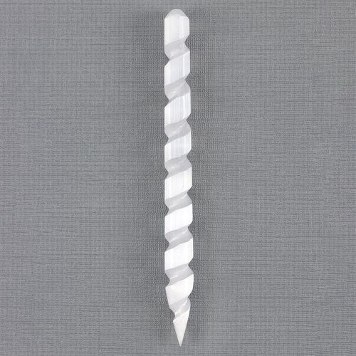 Round Point Selenite Spiral Wand