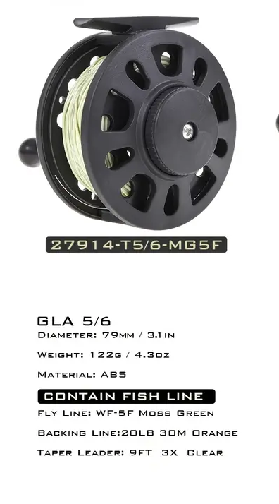 Fly Fishing Reel Preloaded - 5/6 with line, backing & leader