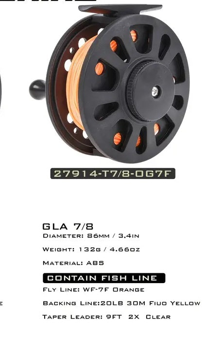 Fly Fishing Reel Preloaded - 7/8 with line, backing & leader